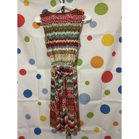 Neesha Multi Color Sleeveless Dress Belted Size S/M Pretty 🎈🌷 - Picture 7 of 12
